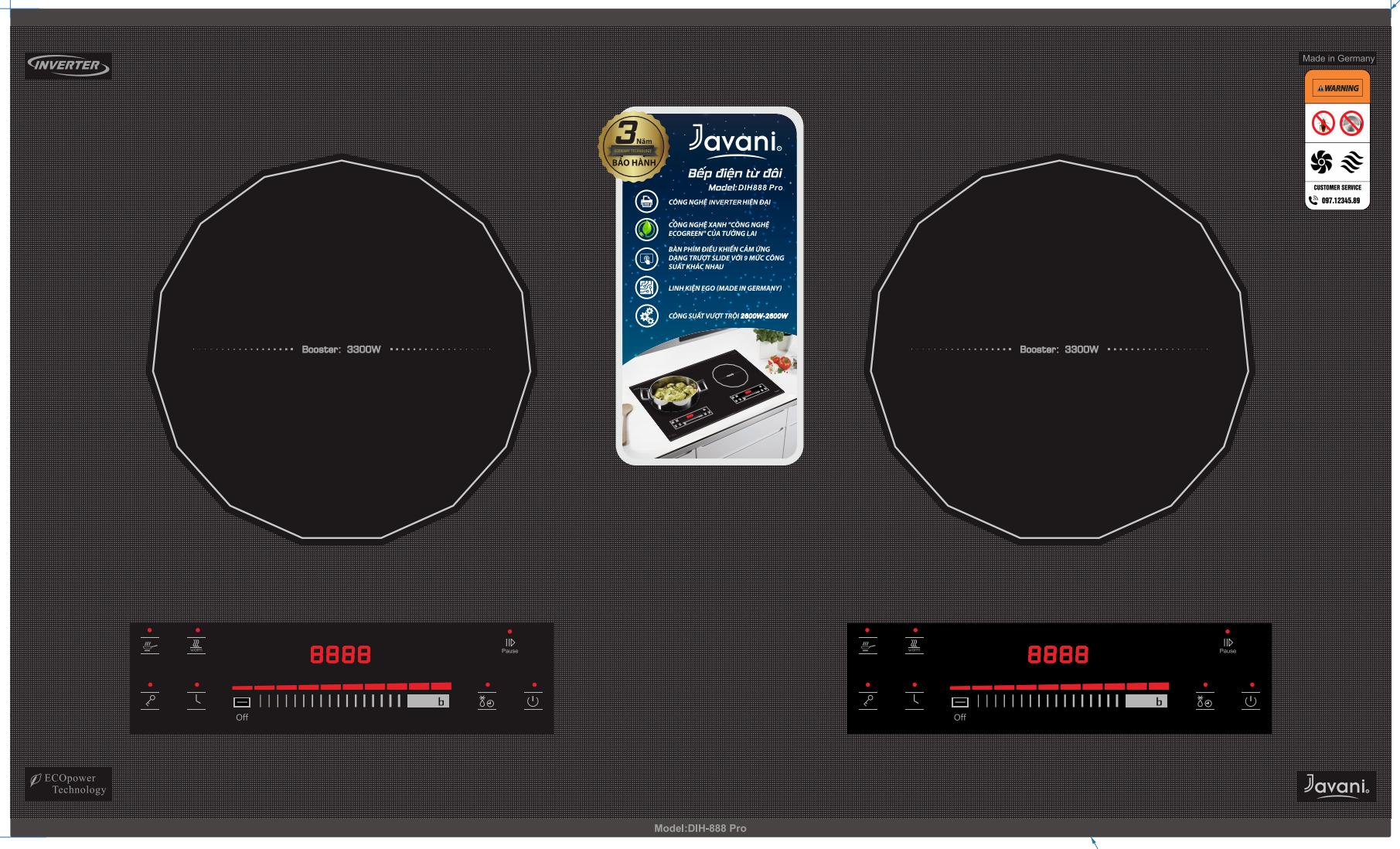 Bếp Điện Từ Đôi Model: DIH-888 Pro